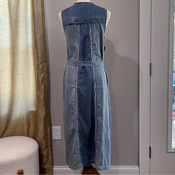 Free People Faye Chambray trendy denim maxi waterfall vest Boho, rodeo, festival - Picture 8 of 13